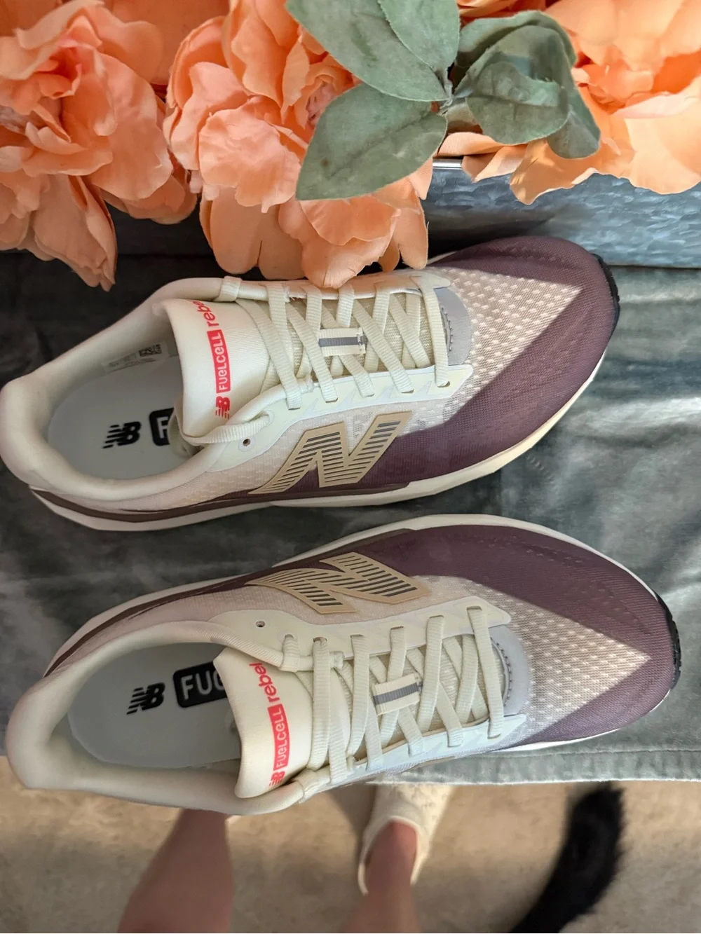 New Balance Women's Cream and Mauve FuelCell Rebel v5
